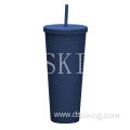 Creative Large Capacity Double Plastic Straw Cup 710ml Durian Cup Portable Diamond Cup